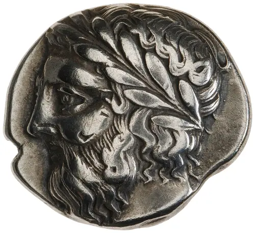 Elis, Olympia Stater (Zeus/Eagle type) の表面（American Numismatic Society (1967.152.343)）