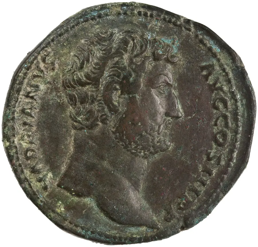 Hadrian Sestertius の表面（オブバース）