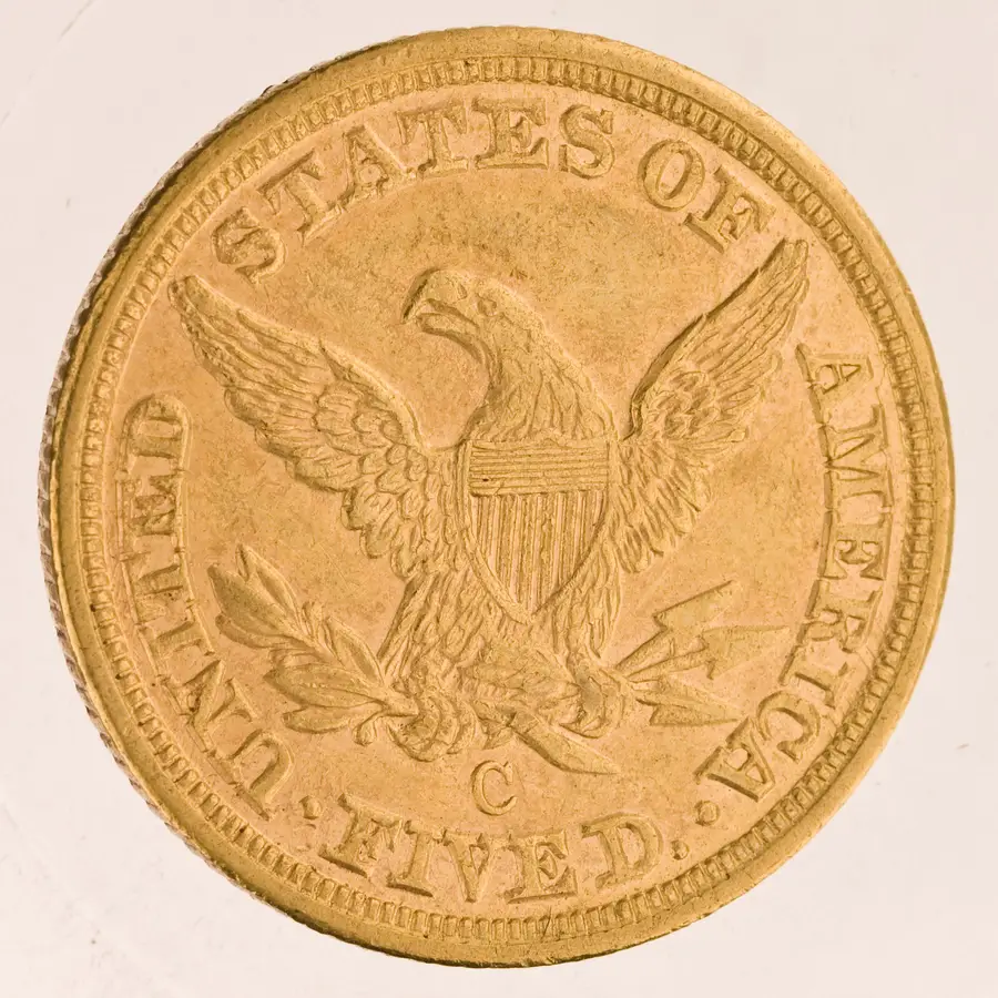 Liberty Head Half Eagle ($5 gold coin), also called Coronet Head Half Eagle の裏面（リバース）