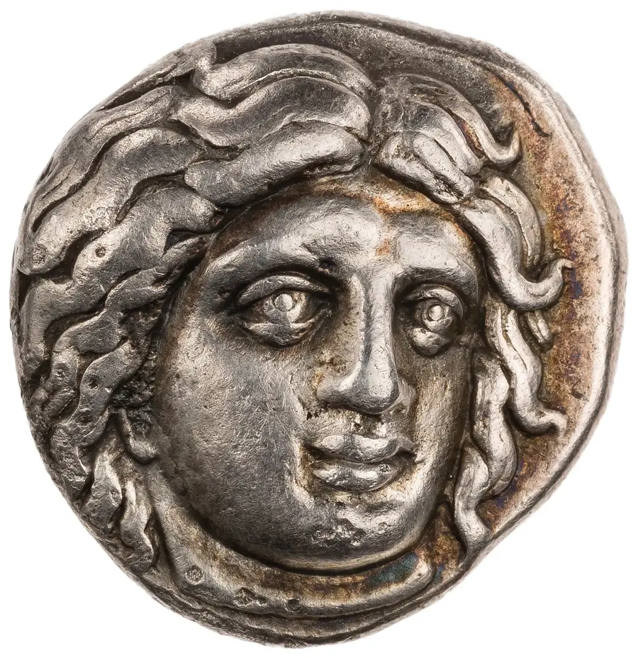 Rhodian Didrachm (Helios / Rose) の表面（オブバース）