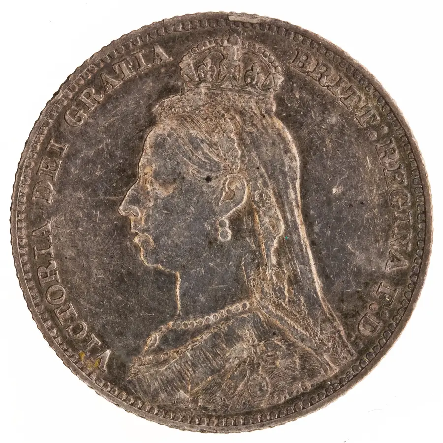 Victoria Shilling (British Silver Coin, 19th Century) の表面（オブバース）